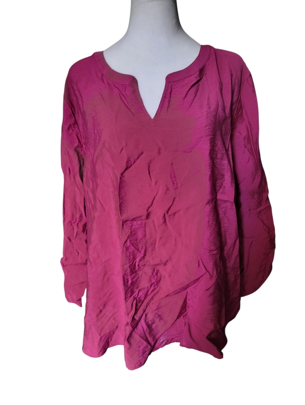 Van Heusen V-Neck Long Sleeve Top Pink sz XL